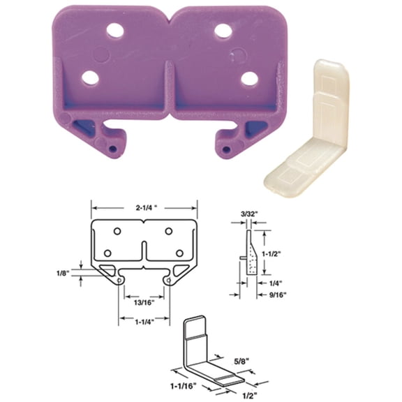 Drawer Track Guide Kit 3/32 in. x 1-3/16 in., Purple Plastic