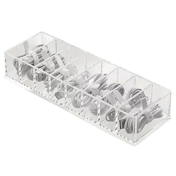 Drawer Wire Storage Box - Plastic, with Compartments, for Office Home