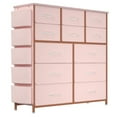 thumbnail image 1 of Drawer Wood Dresser with 12 Drawers, Sturdy Steel Frame, Storage Dresser for Bedroom, Pink, 1 of 7