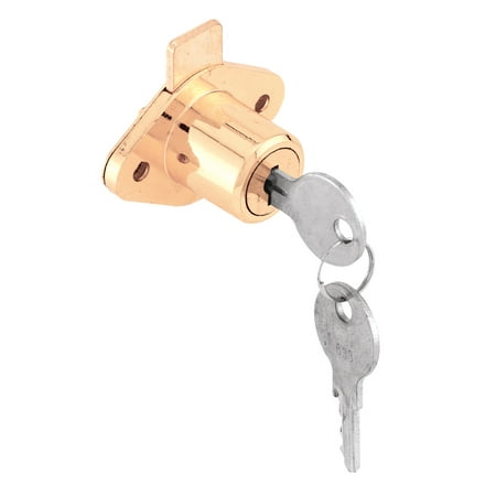Drawer and Cabinet Lock, 7/8 in., Diecast, Brass Plated, Yale Keyway