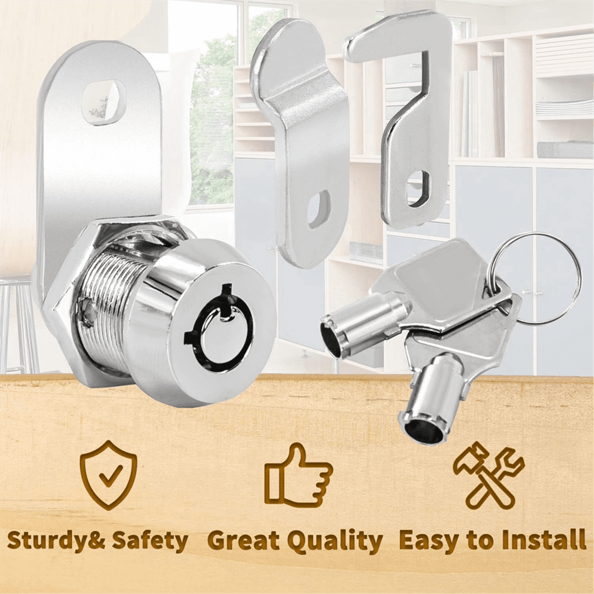 Drawer and Cabinet Lock, Mechanical Door Lock Tubular Cam Lock with Key ...