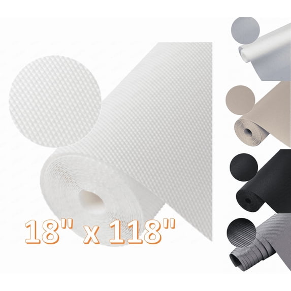 Drawer and Shelf Liner, Non-Adhesive Cabinet Liners for Kitchen Cupboard, Bathroom Drawers, Breathable Thick Mat, Easy Trim & Easy Clean, 18" x 118"
