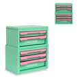 thumbnail image 1 of Drawer-style desktop storage box, office workstation organizing magic tool, desk stationery storage rack, cosmetic storage cabinet--{Green-pink color, 2+3 layers}, 1 of 10