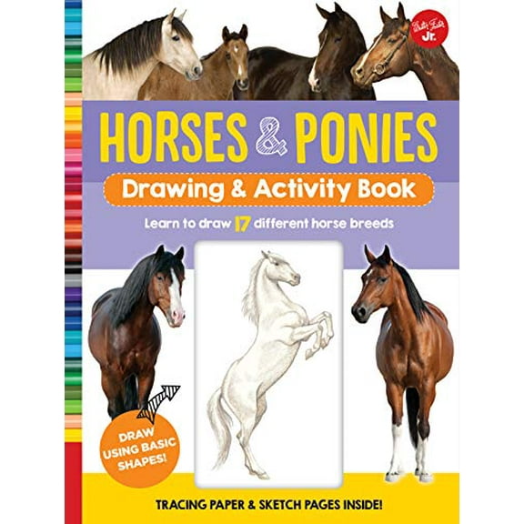 Pre-Owned Horses & Ponies Drawing & Activity Book: Learn to draw 17 different breeds Paperback