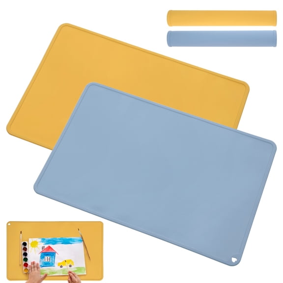 2 Pcs Silicone Placemats, 60 x 40 cm Large Silicone Craft Mat, Desk Protector Non-Stick Heat Resistant Table Mats for Dining Table, Painting, Art Craft
