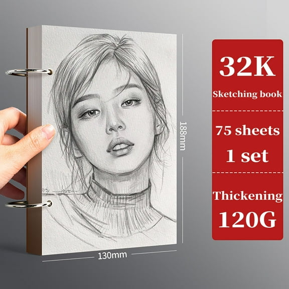 Drawing Art Graffiti Notebook Detachable Loose Leaf Thick Blank Pages 32K 16K Size Student Sketch Diary Travel Journal Scrapbook Brown