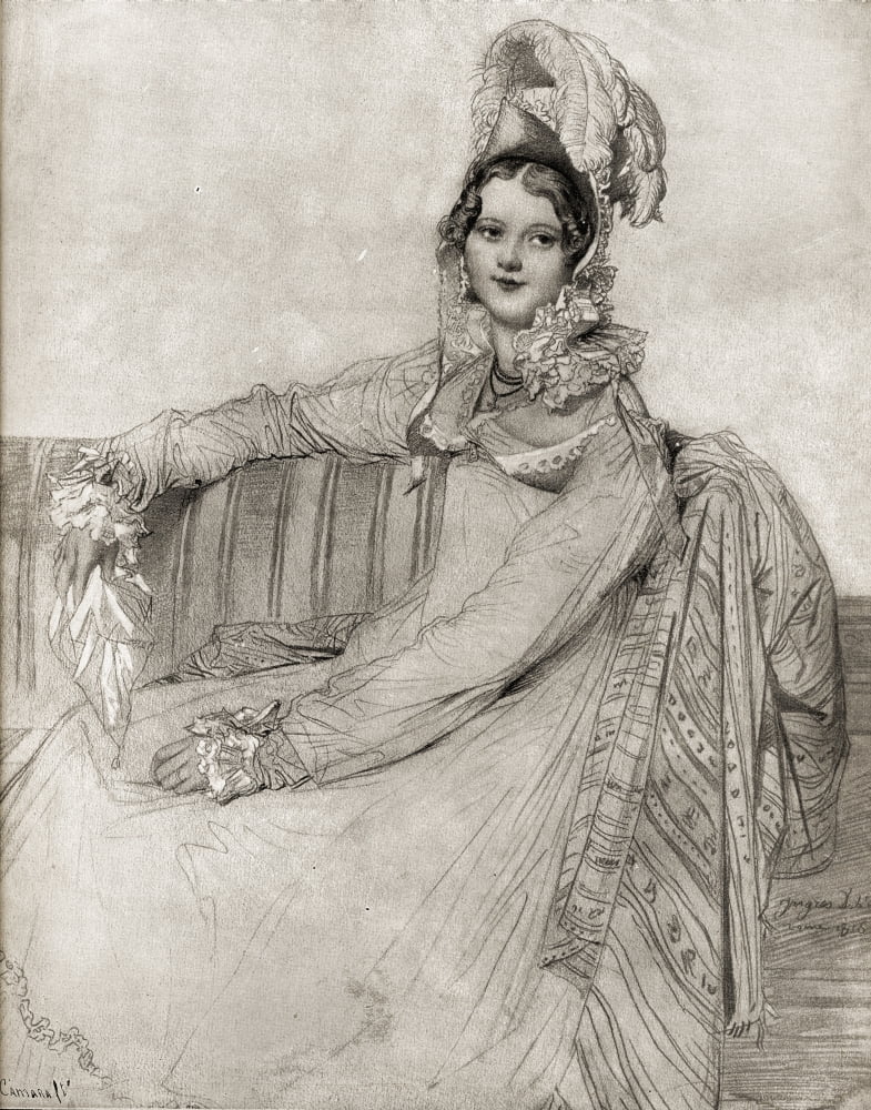 Drawing By The French Painter Ingres Reproduction Of A Heliograph By Snchez Gerona Canvas Art - Ken Welsh Design Pics (13 x 17)