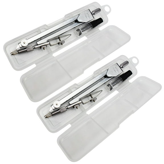 Drawing Compass Metal Compasses Tools Portable School Supplies Student Iron Plastic 2 Pcs