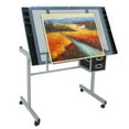 thumbnail image 1 of Drawing Desk Adjustable Glass Drafting Study Table for Diamond/Versatile Art Craft Station With 2 Slide Rolling Wheels and Drawers for Artist Painters Home Office, 1 of 13