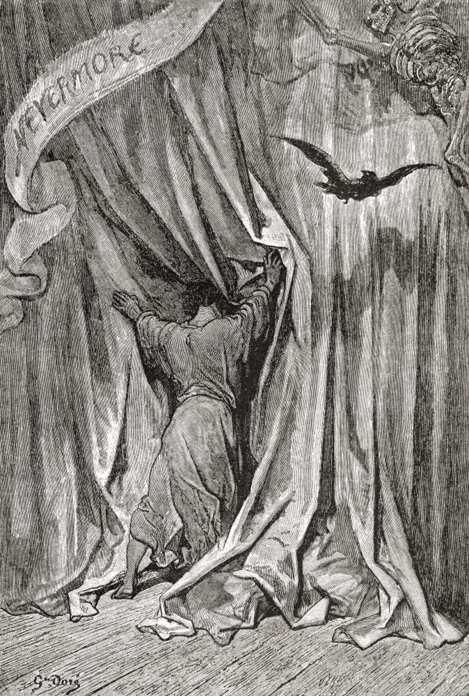 After A Drawing By Gustave Dore For Edgar Allan Poes Poem The Raven From Life And Reminiscences Of Gustave Dore Published 1885 Canvas Art - Ken Welsh Design Pics (24 x 36)