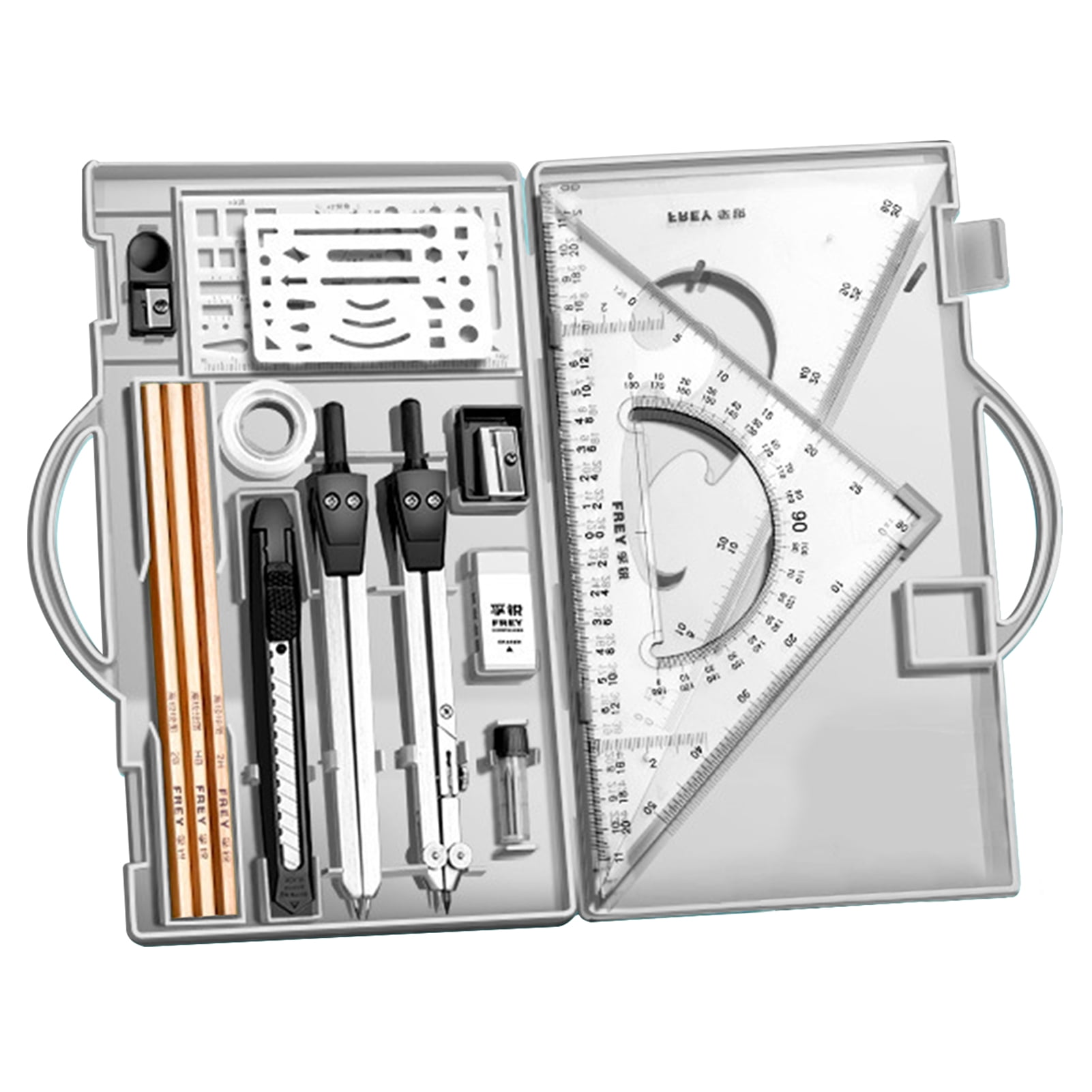 Nicpro 21-Piece Professional Drafting Kit - Complete Geometry Set With Templates & Case