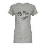 Drawing Of 3 Bees T-Shirt Women -Image by Shutterstock, Female Medium