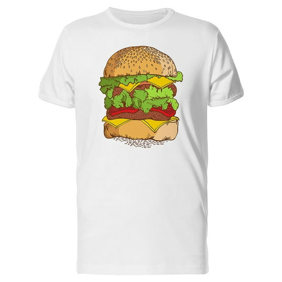 Drawing Of A Cheese Hamburger T-Shirt Men -Image by Shutterstock, Male 3X-Large