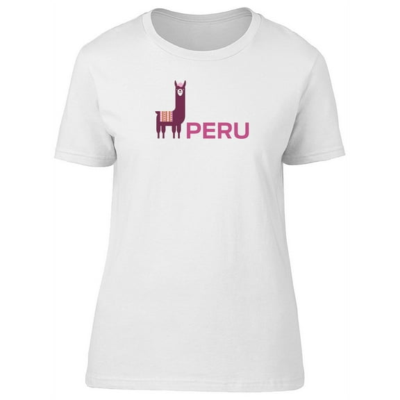 Drawing Of A Lama And Word Peru T-Shirt Women -Image by Shutterstock, Female Large