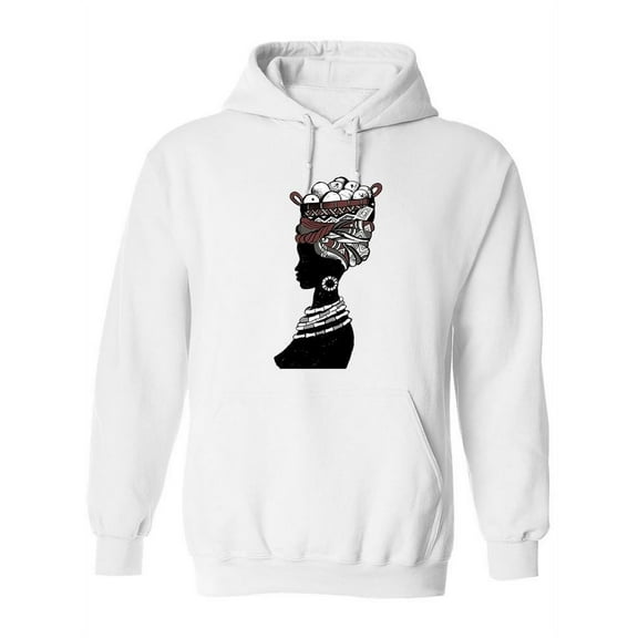 Drawing Of A Woman With A Basket Hoodie Women -Image by Shutterstock, Female XX-Large