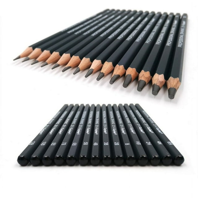 Drawing Pencils 14pcs/set 12B, 10B, 8B, 7B, 6B, 5B, 4B, 3B, 2B, B, HB, 2H, 4H, 6H Graphite Sketching Pencils Professional Sketch Pencils Set for Drawing