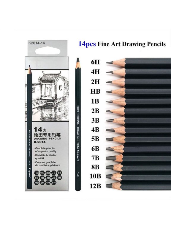 Drawing Pencils 14pcs/set 12B 10B 8B 7B 6B 5B 4B 3B 2B B HB 2H 4H 6H Graphite Sketching Pencils Professional Sketch Pencils Set for Drawing