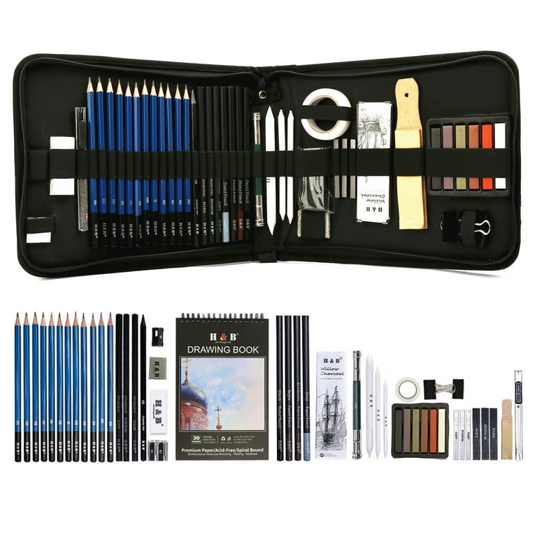 Drawing Pencils Set, 51 Pack Professional Sketch Pencil Set in Zipper Carry  Case, Art Supplies Drawing Set with Graphite Charcoal Sticks Tool Sketch