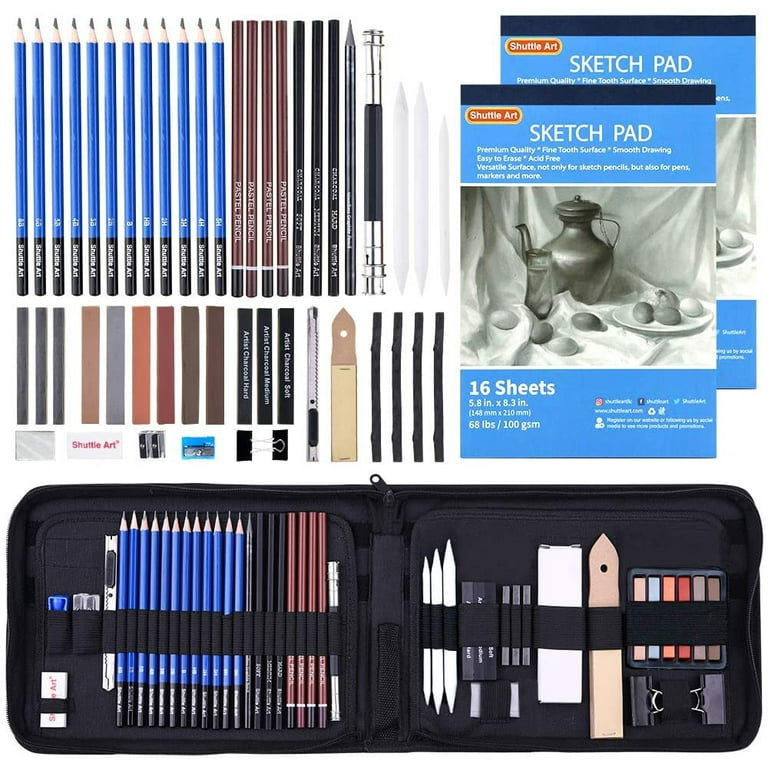 Drawing Pencils Set - Drawing Supplies Kit with Sketch Pencils for Drawing (graphite Art Pencils), Charcoal Pencils, Kneaded Eraser, Pencil