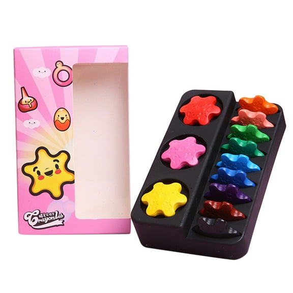 Tyeign Creative Snowflake Crayons for teens 12 Safe Non-Toxic Smooth Writing Drawing Colors office Home Art Supplies Party Favors, 1 Box of Crayons