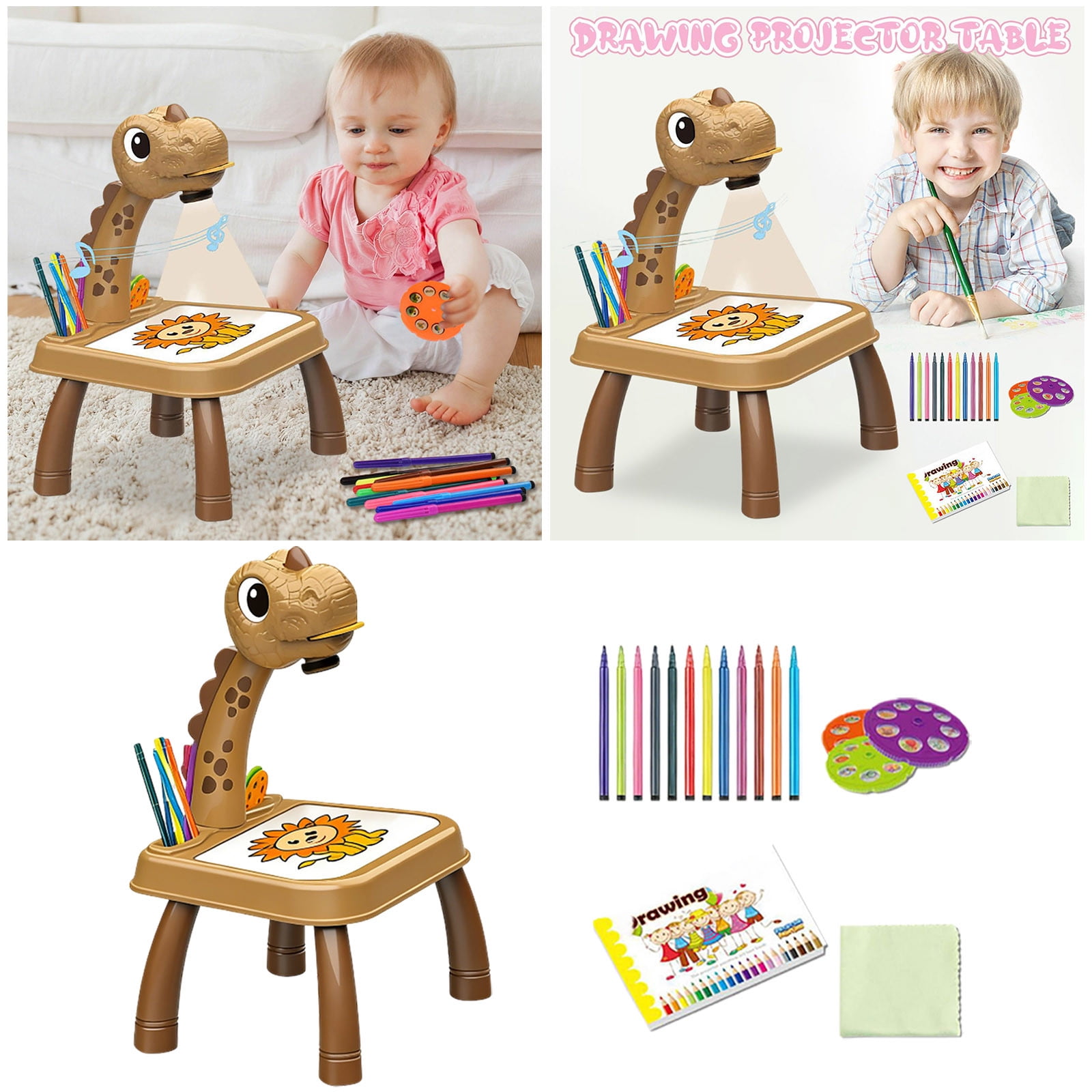 Drawing Projector, Smart Painting Table with Light and Music, Portable Desktop Doodle Board Erasable Tracing Sketching Set, Birthday Gift for Artist, Complete Tool Kit Box for Home Use