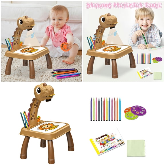 Drawing Projector, Smart Painting Table with Light and Music, Portable Desktop Doodle Board Erasable Tracing Sketching Set, Birthday Gift for Artist, Complete Tool Kit Box for Home Use