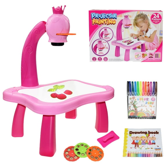 Drawing Projector Table for Kids - Smart Projector Desk with Light Music Erasable Doodle Drawing Board and Projection Painting Machine for Art Activities