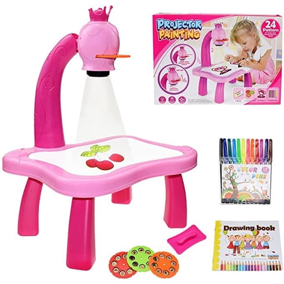 Drawing Projector Table for Kids, Trace and Paint Drawing Board with Light & Music, Smart Projector Sketcher Desk, Preschool Learning Kids Toys for Ages 5-7, 4 Year Old Girl Birthday Gifts