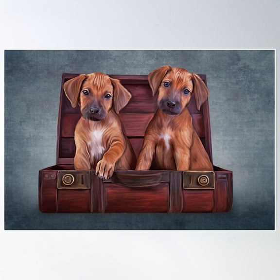 Drawing Puppies Rhodesian Ridgeback Poster Wall Art, Modern Wall Decor For Living Room Bedroom, 12x18 UNFRAMED
