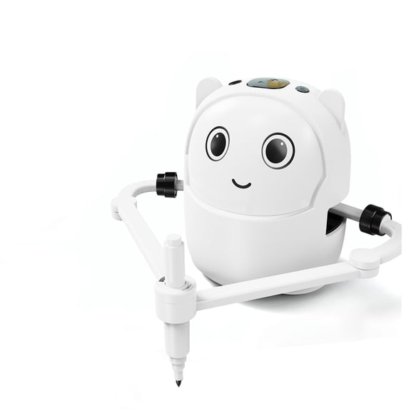Drawing Robot for Kids, Interactive Educational Drawing Robot Toy with 100 Word Cards & 12 Color Pens , Montessori Painting Learning Toys for Kids Ages 3–8, Birthday Gift(White)