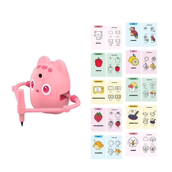Drawing Robot for Student, Pink Interactive Robot Drawing Machine Kids Drawing Kit Hobby Art Toys Gift for Boys Girls