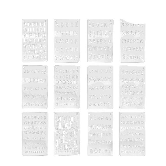 Supvox 12 Sheets Drawing Templates for Scrapbooking Water Resistant Alphabet Stencils in Plastic