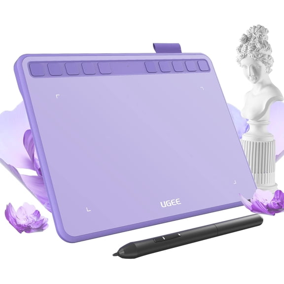 Drawing Tablet 6.5x4 Inches Computer Graphics Tablets with 10 Hot KeysDigital Tablet Battery-Free Stylus 8192 Pressure Sensitivity 60Tilt Function Drawing Pad for PC,Mac,Windows,Android-Purple