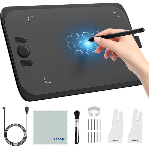 Drawing Tablet Pad,Digital Graphics Tablets M808 10x6 Inch, 8192, 8 Shortcut , Digital Art for , Sketch,Design, Teaching&Study for PC///Chrome Os/Android, Student,