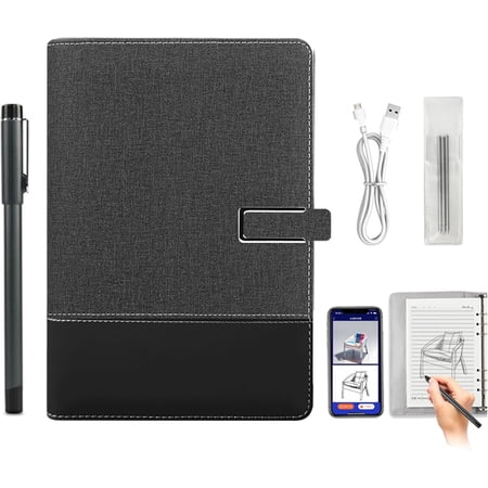 Drawing Transform Your Art, Smart Sync Pen and Notebook,Smart Notebook with Pen Bluetooth Connect Compatible Smartphone(Black A)