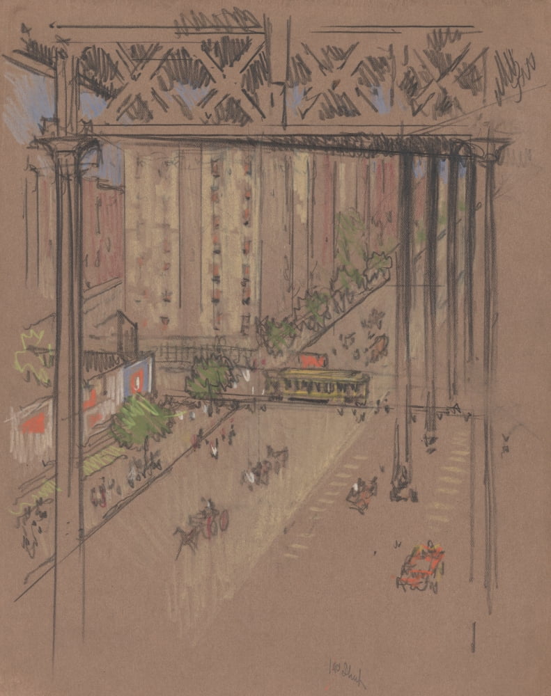 Drawing c1904-8 One Hundred and Tenth Street Canvas Art - Joseph Pennell (18 x 24)