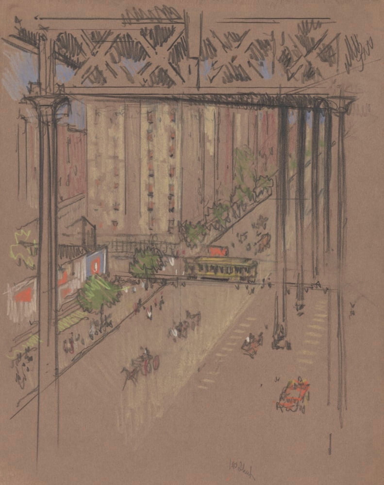 Drawing c1904-8 One Hundred and Tenth Street Canvas Art - Joseph Pennell (24 x 36)