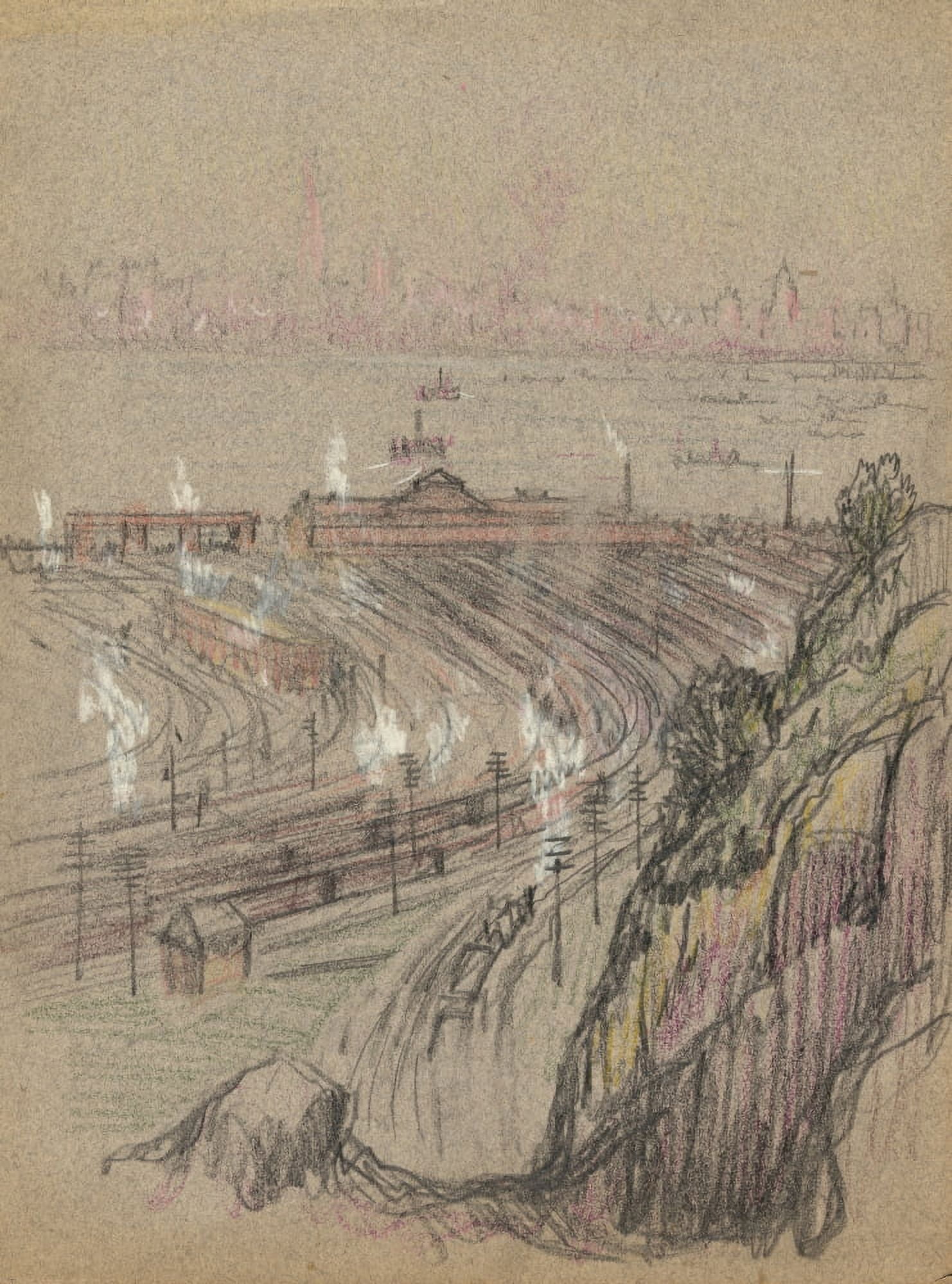 Drawing c1909 Weehawken Canvas Art - Joseph Pennell (18 x 24)