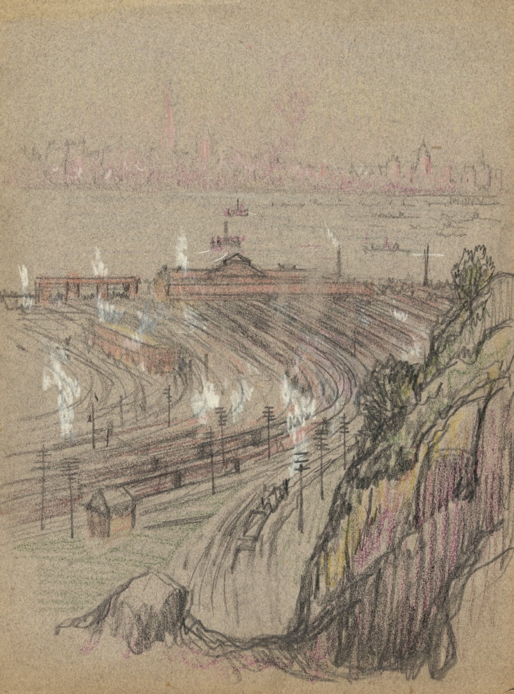 Drawing c1909 Weehawken Canvas Art - Joseph Pennell (24 x 36)