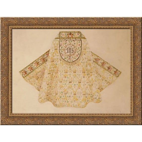 Drawing for a cope for the Reverend Edward McCurdy 24x20 Gold Ornate Wood Framed Canvas Art by Tiffany, Louis Comfort
