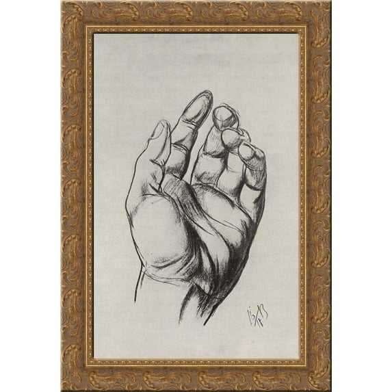 Drawing hands 20x24 Gold Ornate Wood Framed Canvas Art by Petrov Vodkin, Kuzma
