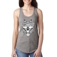 thumbnail image 1 of Drawn Tribal Wolf Animal Lover Ladies Racerback Tank Top, Heather Grey, Medium, 1 of 3