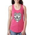 thumbnail image 1 of Drawn Tribal Wolf Animal Lover Ladies Racerback Tank Top, Hot Pink, X-Large, 1 of 3