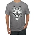 thumbnail image 1 of Drawn Tribal Wolf Animal Lover Men's Graphic T-Shirt, Heather Grey, 2XL, 1 of 3
