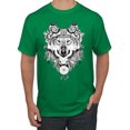 thumbnail image 1 of Drawn Tribal Wolf Animal Lover Men's Graphic T-Shirt, Kelly, Small, 1 of 3