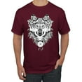 thumbnail image 1 of Drawn Tribal Wolf Animal Lover Men's Graphic T-Shirt, Maroon, X-Large, 1 of 3