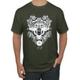 thumbnail image 1 of Drawn Tribal Wolf Animal Lover Men's Graphic T-Shirt, Military Green, 5XL, 1 of 3