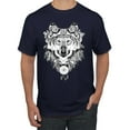 thumbnail image 1 of Drawn Tribal Wolf Animal Lover Men's Graphic T-Shirt, Navy, 4XL, 1 of 3