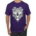 thumbnail image 1 of Drawn Tribal Wolf Animal Lover Men's Graphic T-Shirt, Purple, Large, 1 of 3