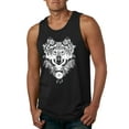 thumbnail image 1 of Drawn Tribal Wolf Animal Lover Mens Graphic Tank Top, Black, Small, 1 of 3